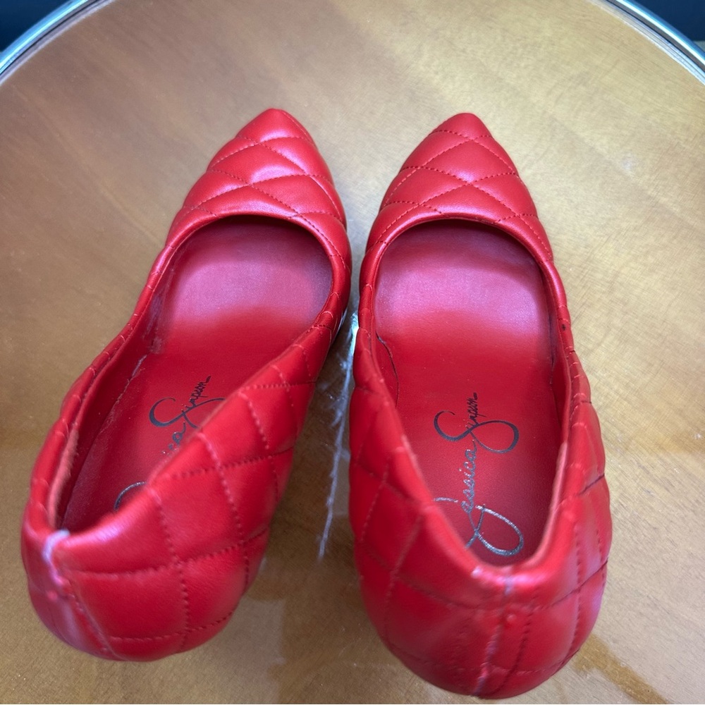 Jessica Simpson Parish7 Red Quilted Platform High Heels Pumps Sz 5.5 🍒 - Picture 7 of 15